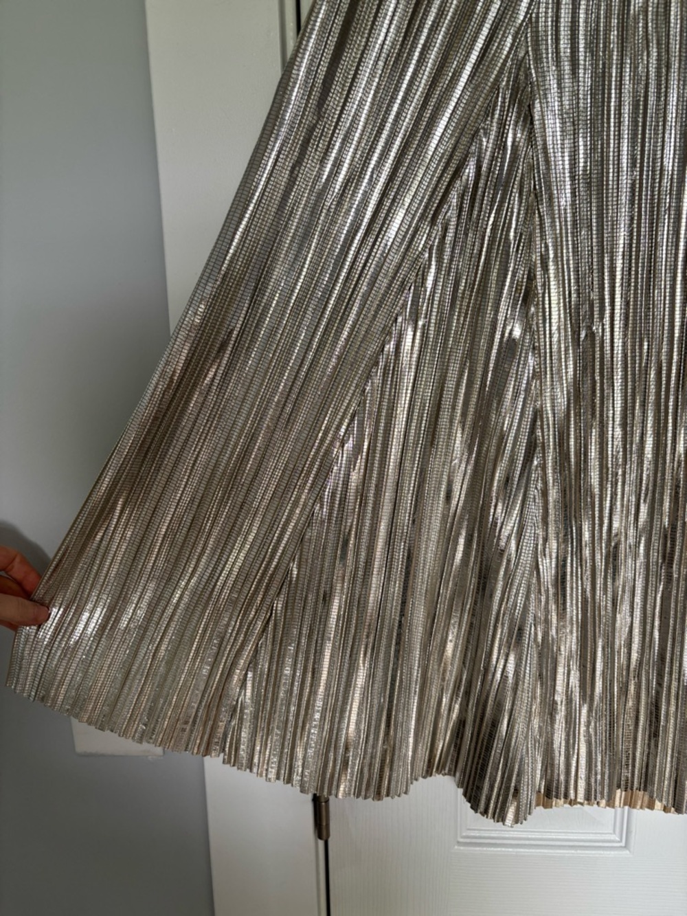 Maeve by Anthropologie Metallic Pleated Midi Skirt Art Deco 8 - Picture 3 of 7